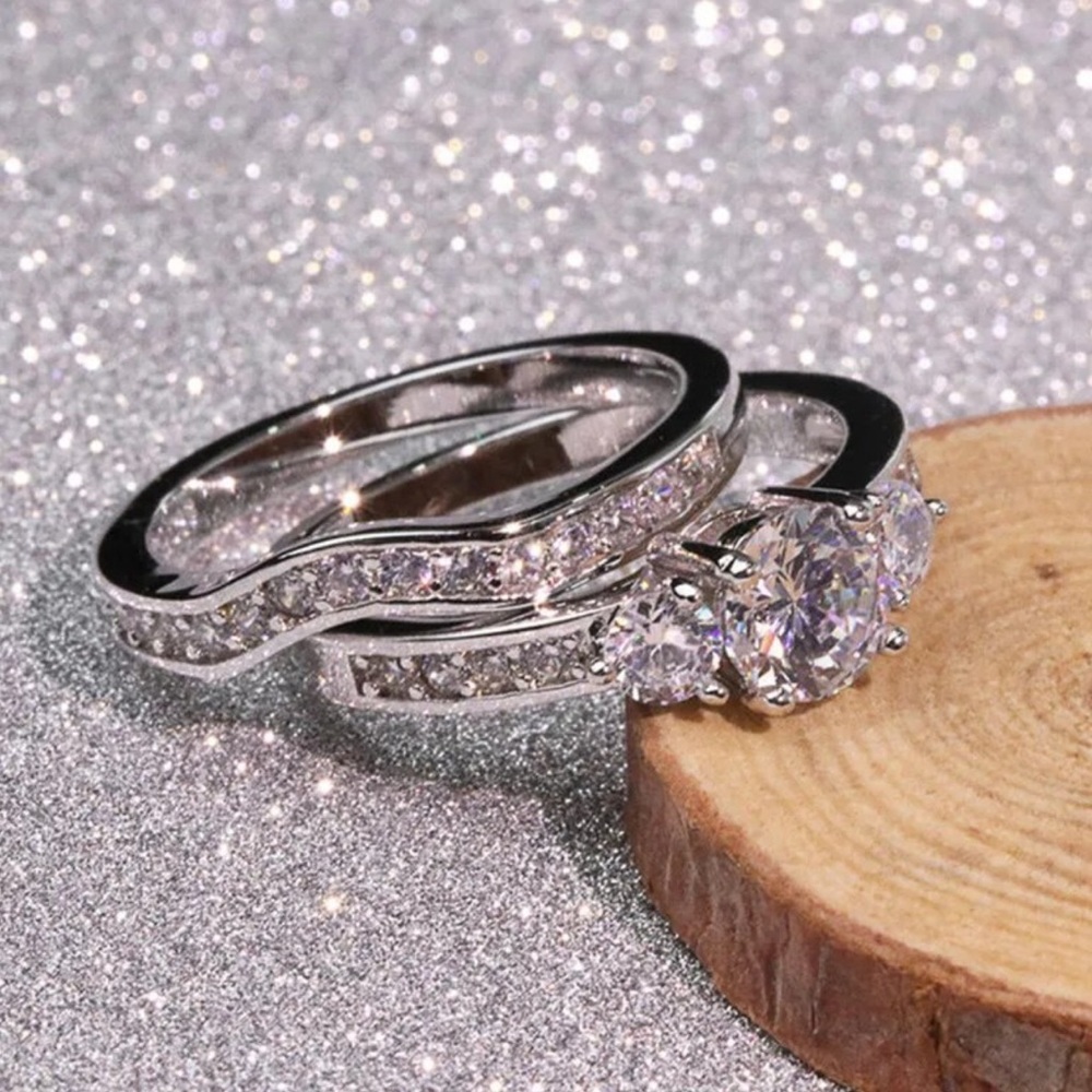 NEW PRINCESS CUT 925 STERLING DIAMOND RING - Picture 4 of 5
